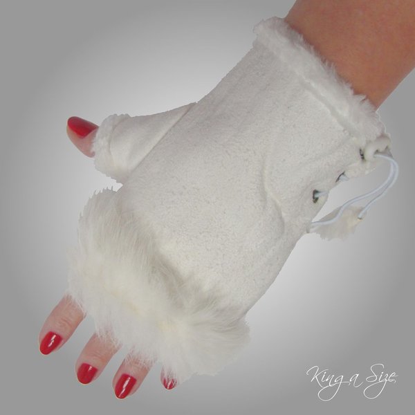 Winter Armstulpen - Handschuhe weiß