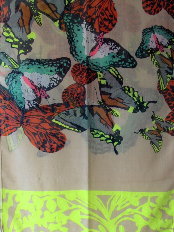 Sommer Schal - Schmetterling Print - grau