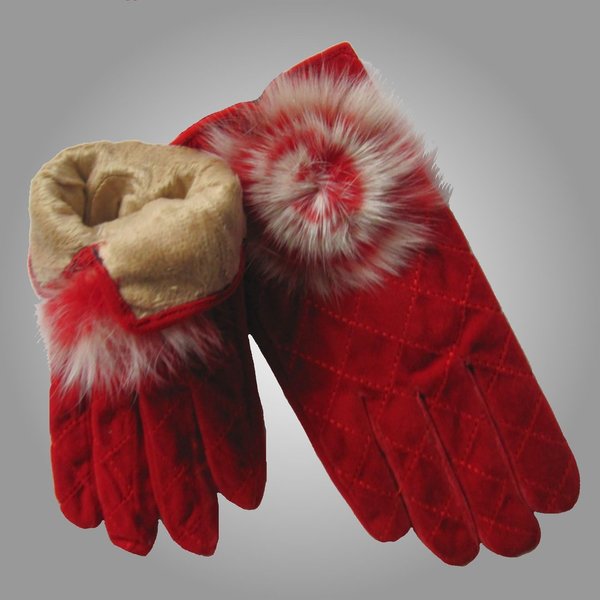 Handschuhe Fingerhandschuhe Samt - Rot 2XL
