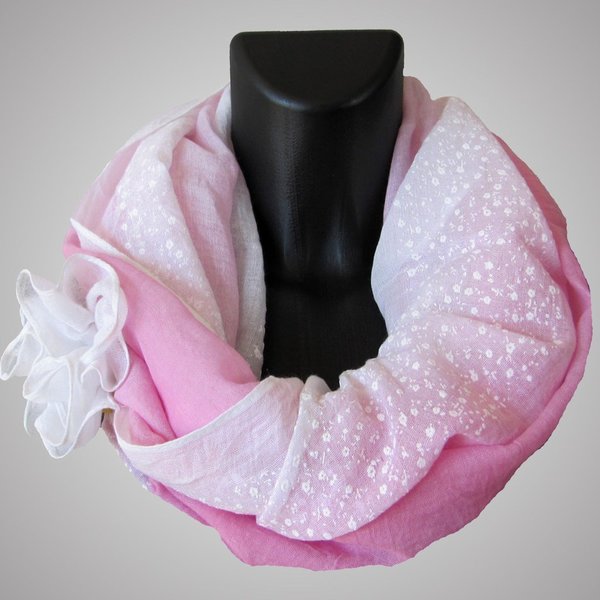 Leichte Sommer Schal in Farbverlauf - rosa weiß