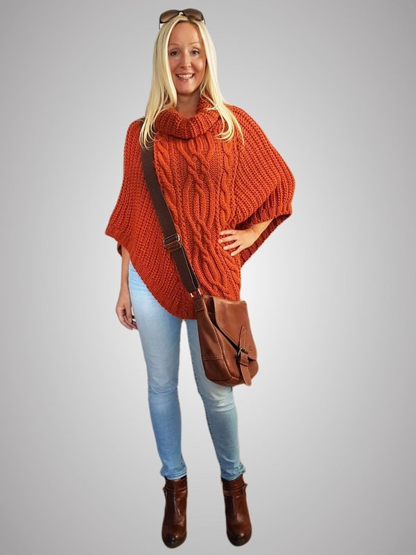 ITALY Strick Poncho Pullover Cape Rost
