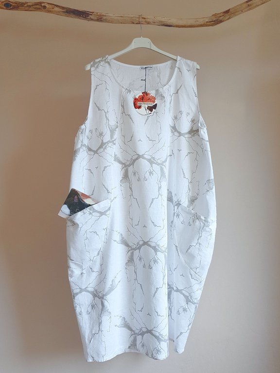 ITALY Kleid LEINEN Lagenlook plus size Gr.46 weiß