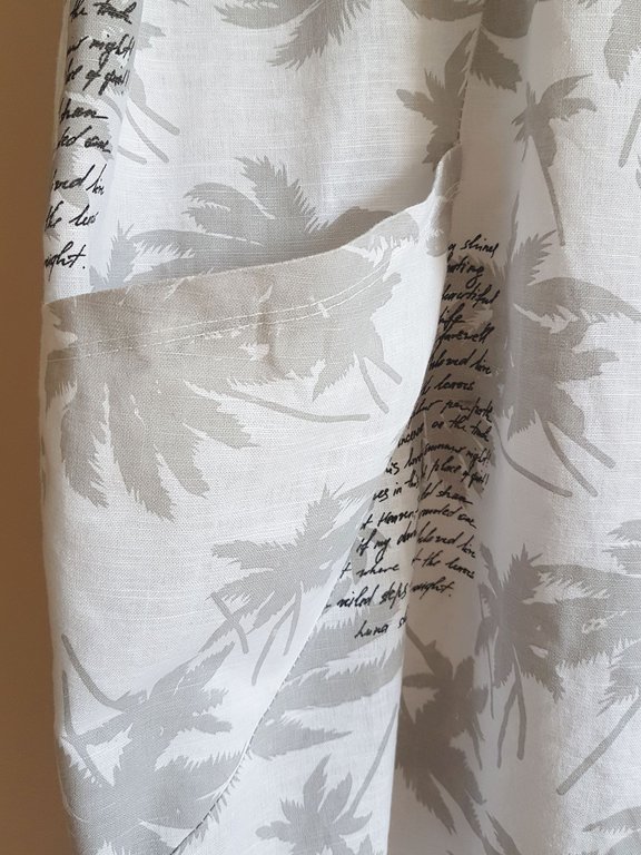 ITALY Kleid LEINEN Lagenlook Gr.46 weiß grau