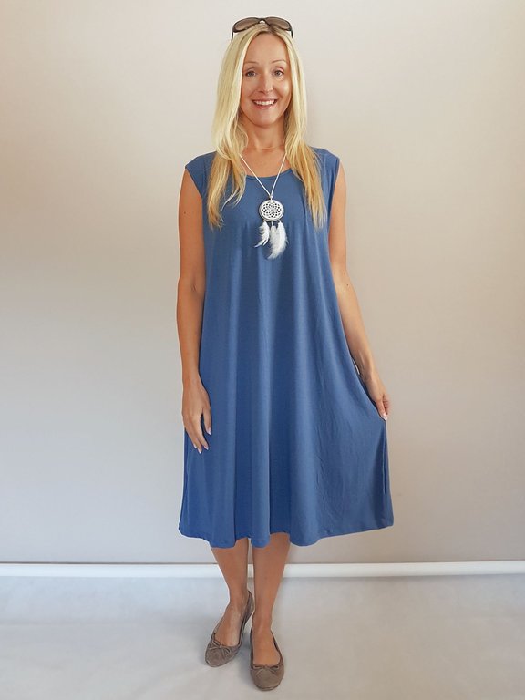 Sommer Kleid Plus Size Gr.50 blau ITALY