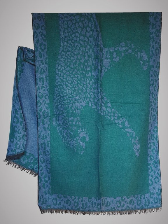 Plaid Wendeschal Tweed Schal blau-grün