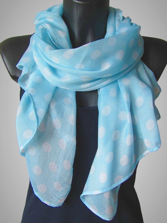 Sommer Schal mit Punkten Print - blau