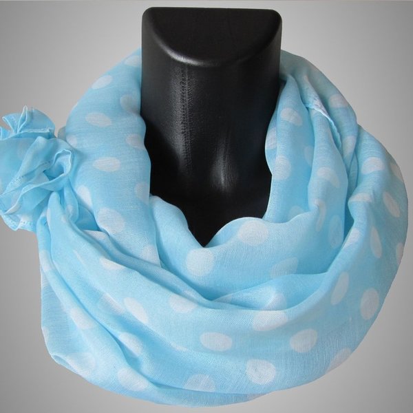 Sommer Schal mit Punkten Print - blau