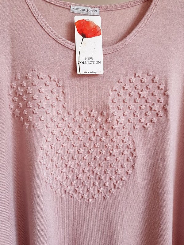 ITALY Damen Pullover Micky Print Gr.46 rosa