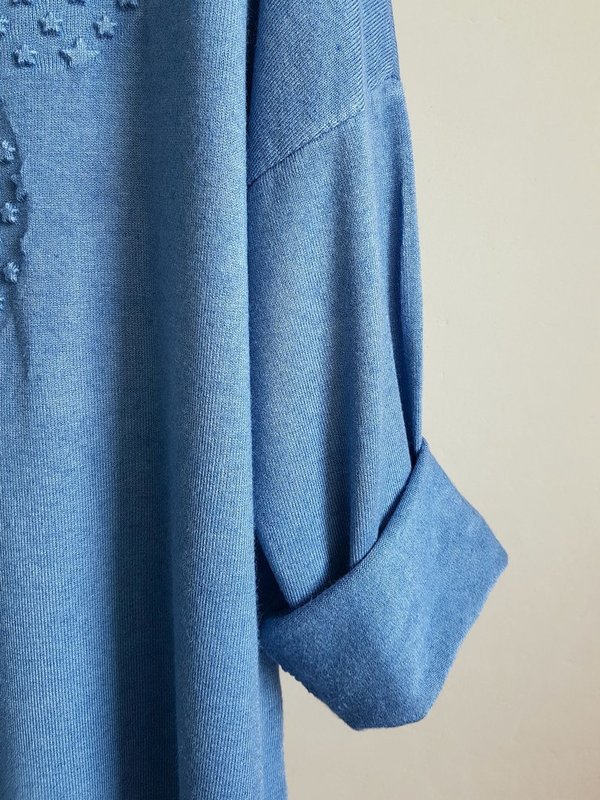 ITALY Damen Pullover Micky Print Gr.46 blau