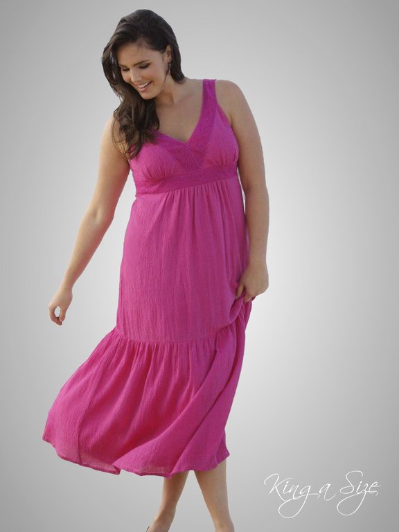Sommer Kleid Lagenlook Strandkleid Krepp Gr.40 rosa