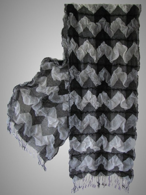 Schal Winterschal mit Struktur - grau schwarz