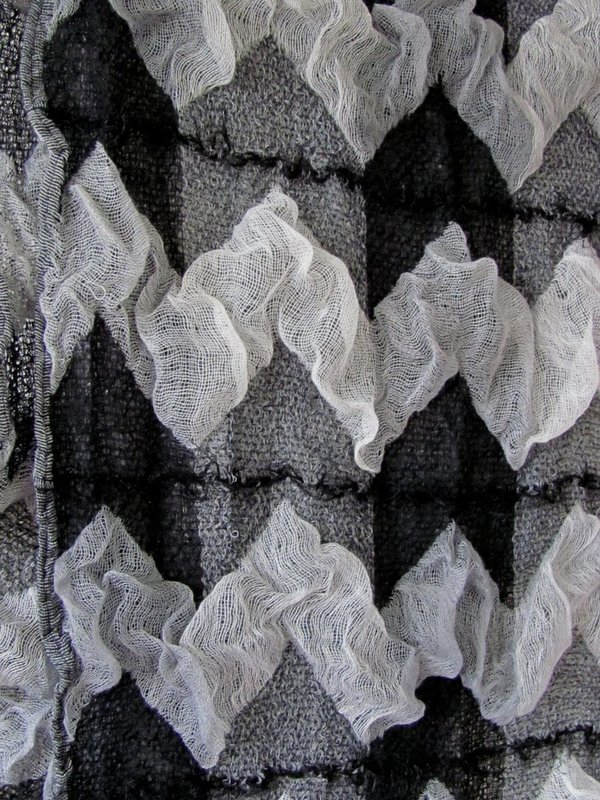 Schal Winterschal mit Struktur - grau schwarz