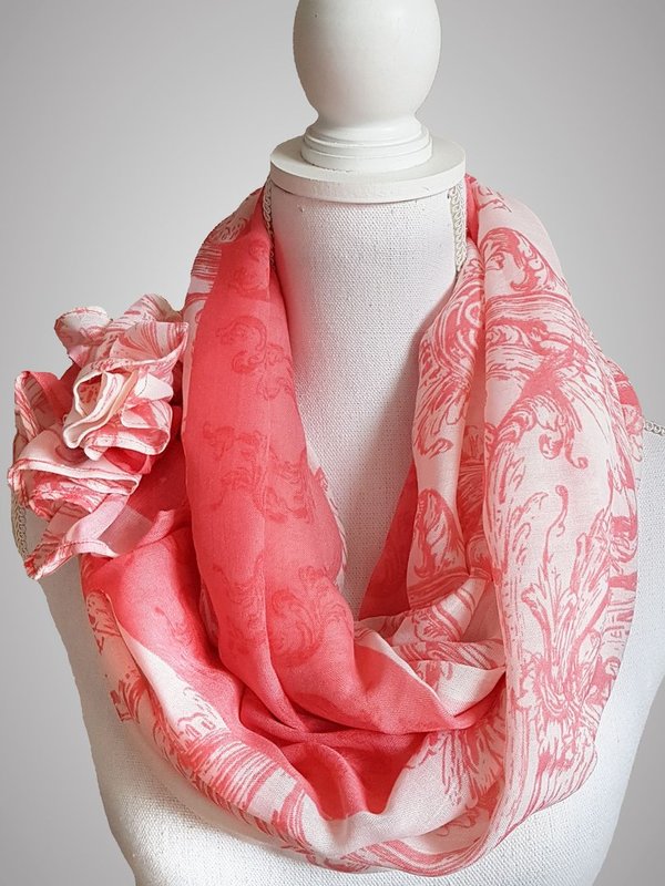 Leichte Sommer Schal Blumen - rosa weiß