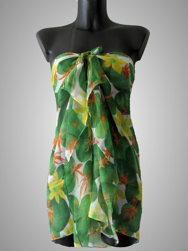 Leichte Sommer Schal Floral Print - grün