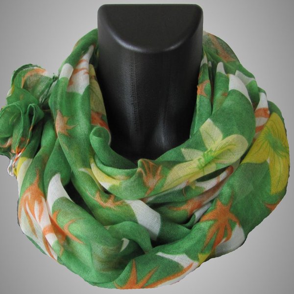 Leichte Sommer Schal Floral Print - grün