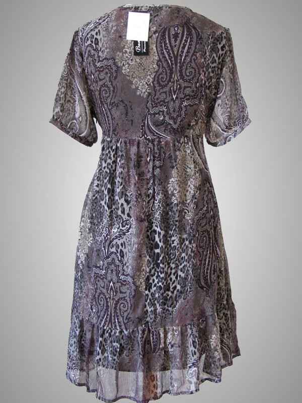 Kleid Sommerkleid mit Volant Gr.42 grau